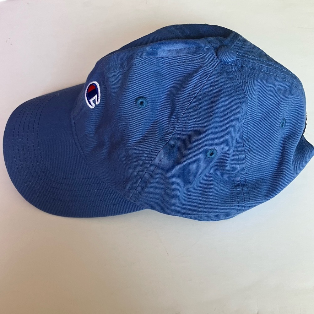 Champion Blue Baseball Hat 100% Cotton Adjustable Back Embroidered Logo Cap - Picture 5 of 10